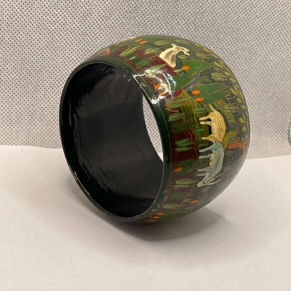 Vintage bangle wood hand paint - Picture 10 of 14